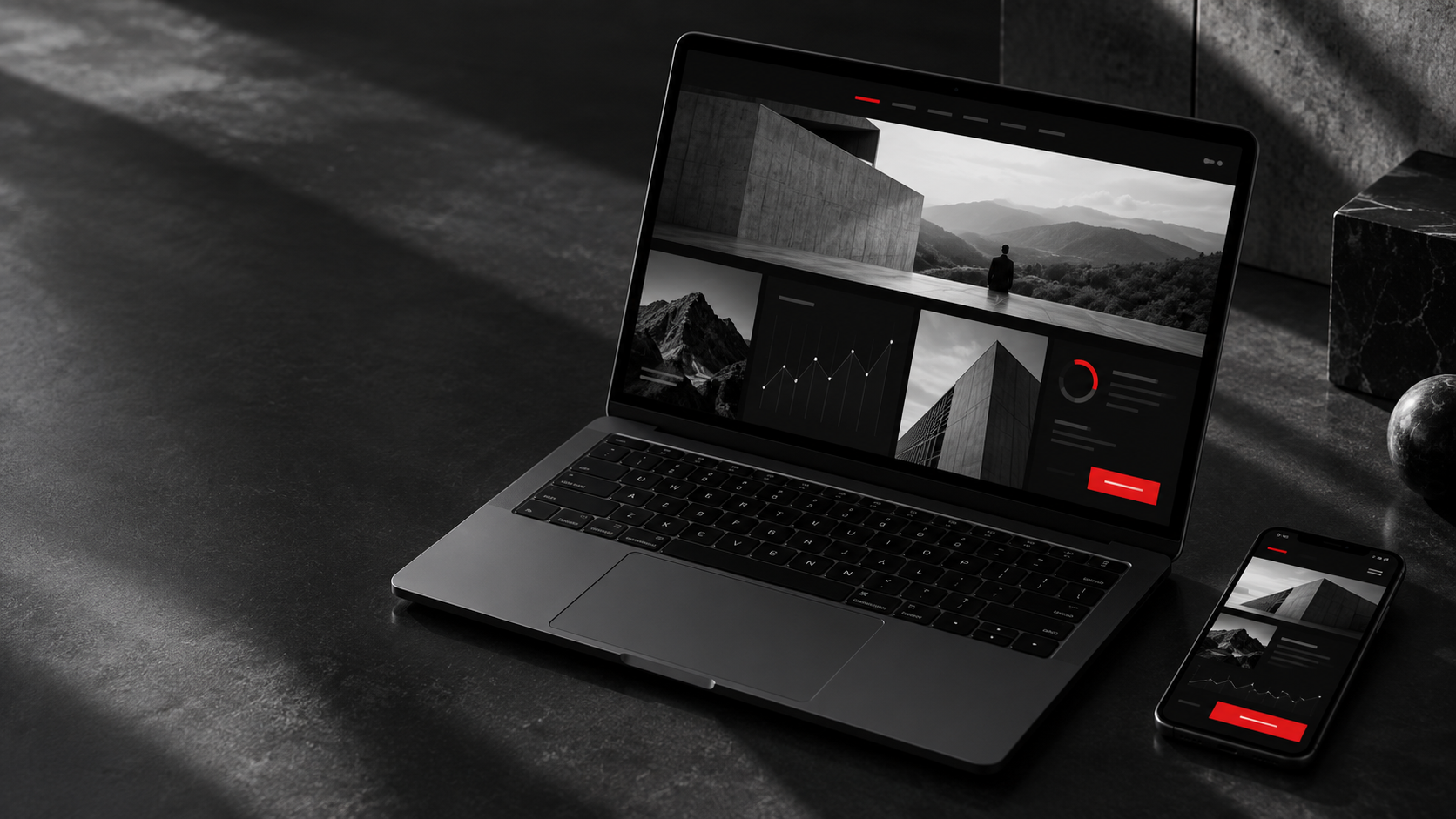 Responsive digital experience displayed on a laptop and mobile phone